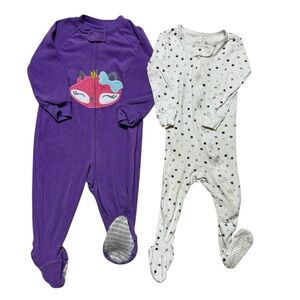 Toddler Baby Girl Footed Pajamas Bundle | 12M | Various Brands